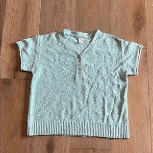 L.L. Bean Aqua Henley Sweater 100% cotton short sleeve size medium casual top